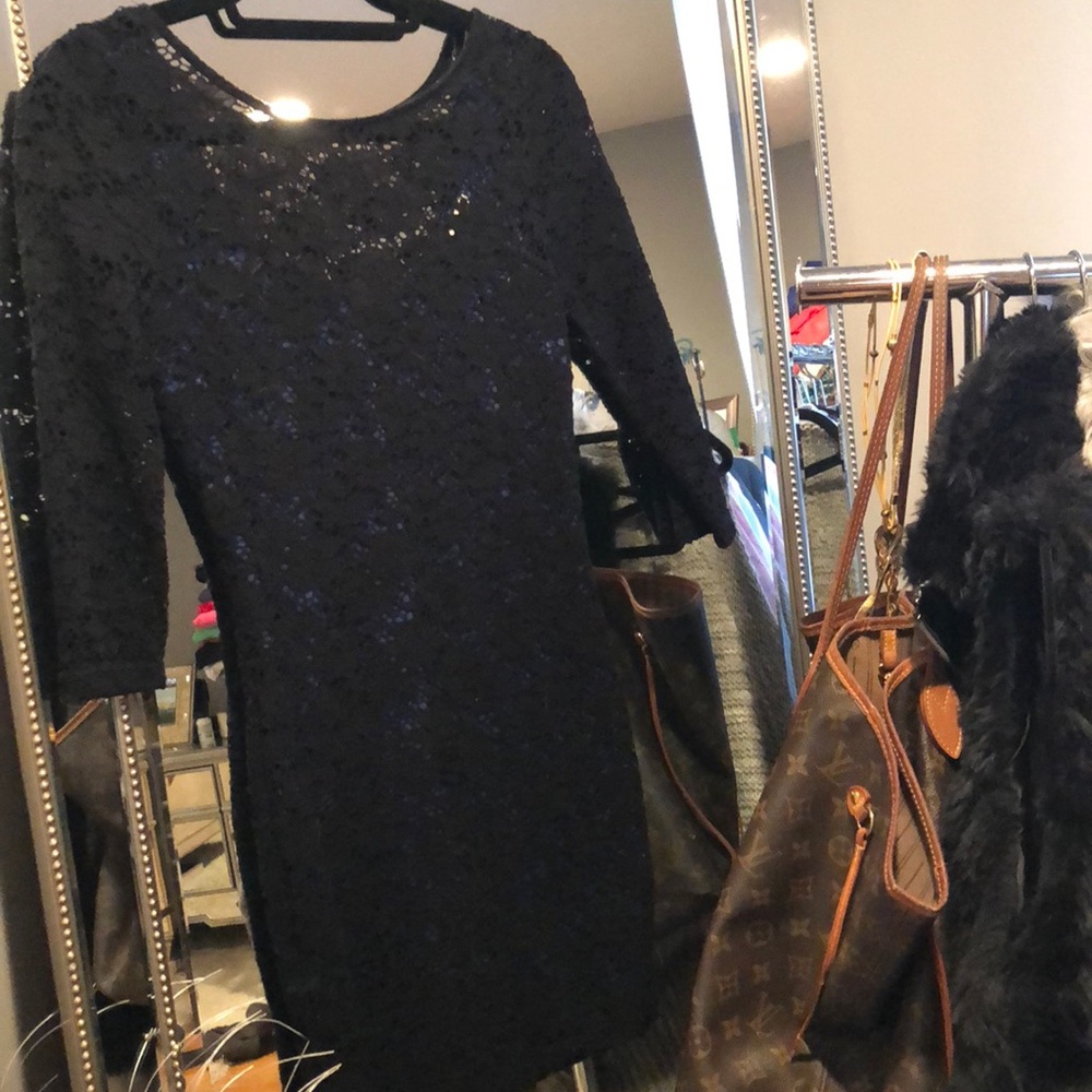 Blue and black lacy dress